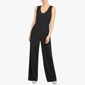 Theory Zippered Sleeveless Scoop Neck Evening Wide Leg Jumpsuit